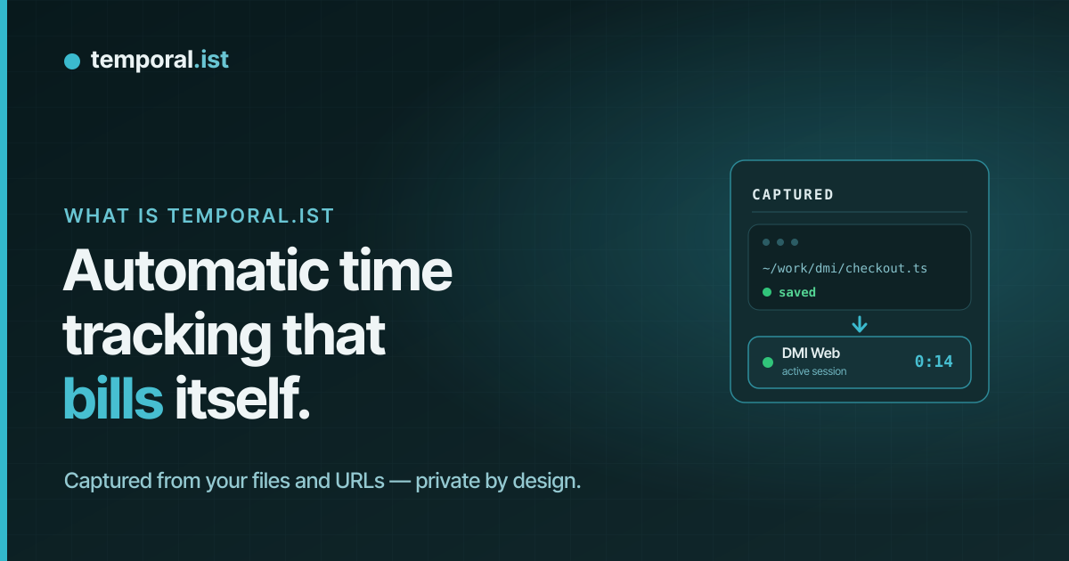 Temporal.ist: automatic time tracking that captures your work from file changes and URLs, and bills it