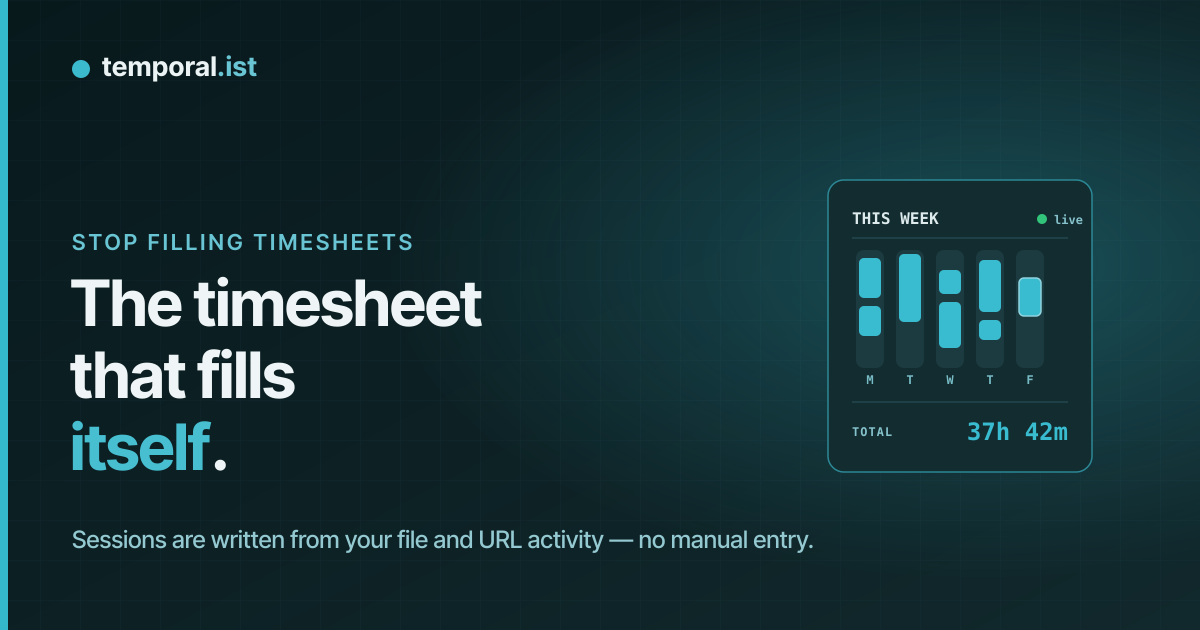 Temporal.ist writes your timesheet automatically from your file and URL activity